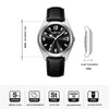 VAVC Mens Watches Waterproof Analog Quartz Watch with Easy to Read Black Dials,Comfortable Black Leather Strap,Date Display.