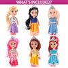 Liberty Imports 6 Pack Miniature Royal Princess Toddler Dolls with Dresses, Girls Imaginative Pretend Play Pocket Playset Collection (4.5-Inches)