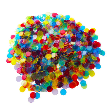 YH Poker Yuanhe 1000 Pieces of 3/4 inch Transparent Bingo Counting Chips for Bingo Game Party, Classroom, Game Night, Bingo Hall-Mixed Color