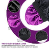 Silk Bonnet for Sleeping Double Layer Satin Bonnet Adjustable Bonnets for Black Women Sleep Cap Reversible Hair Bonnet for Curly Hair (Black and Purple)