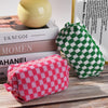 SOIDRAM 2 Pieces Makeup Bag Pouch Checkered Cosmetic Bag Pink Green, Travel Toiletry Bag Organizer Cute Makeup Brushes Storage Bag for Women