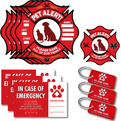 Pet Alert Static Clings, Key Tags, Wallet wards - FIRE Safety Alert and Rescue (10 Pack) - Save Your Pets encase of Emergency or Danger Pets in Home for Windows, Doors Sign (10 Pack - Fireman)