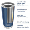 WETOWETO 20oz Tumbler, Stainless Steel Vacuum Insulated Water Coffee Tumbler Cup, Double Wall Powder Coated Spill-Proof Travel Mug Thermal Cup for Home Outdoor (Navy Blue, 1 Pack)