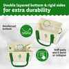 Green Bulldog Reusable Grocery Bags - Heavy Duty, Foldable, Space Saving Tote Shopping Bags - Box Bag w/Straps And Handles (Set of 3) - Gray