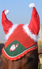 Zainee Sports Santa Claus Christmas Horse Fly Bonnet Net Hat Hood Mask Fly Veil Full Hand Made Cotton Full (Red, Full/Horse), Full / Horse
