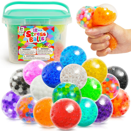 Small Fish Sensory Stress Ball Set for Adults, 18 Pack Stress Relief Fidget Toy Bulk, Anti-Anxiety and Calm Down Squishy Sensory Items for Autistic Autism ADHD, Party Favors