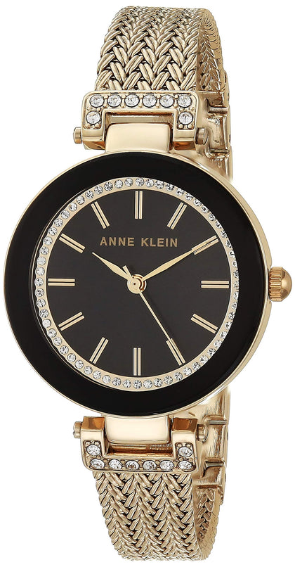 Anne Klein Women's Premium Crystal-Accented Watch with Gold-Tone Mesh Bracelet