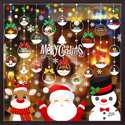 MISS FANTASY Christmas Window Clings Decorations 10 Sheets Large Merry Christmas Snowflake Window Stickers Decals for Glass Window Double Sided Christmas Decorations for Home Office School Classroom