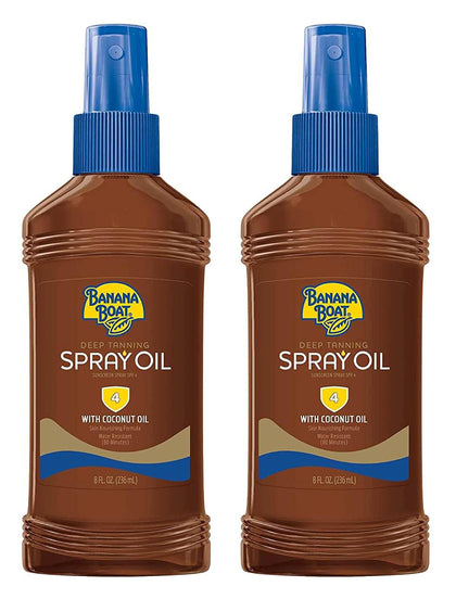 Banana Boat Deep Tanning SPF#4 Spray Oil With Coconut Oil 8 Ounce (236ml) (Pack of 2)