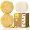 Muun Shampoo Bars and Conditioner Set 3 - Ginger & Coconut - Hair Growth, Anti Hair Loss, Hair Regrowth, pH Balanced- Solid Soap Easy for Travel - Sulfate & Silicone Free