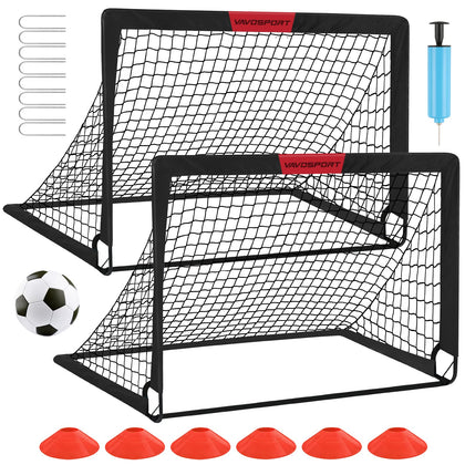 Kids Soccer Goals for Backyard Set - 2 of 4' x 3' Portable Soccer Goal Training Equipment, Pop Up Toddler Soccer Net with Soccer Ball, Soccer Set for Kids and Youth Games, Sports, Outdoor Play