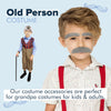 4E's Novelty Fake Gray Stick-on Mustache & Eyebrows - Kids Old Man Costume For Boys, 100th Day of School Costume Accessories, Old Man Dress Up, Grandpa Costume Accessories Kit