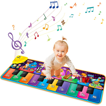 Kids Musical Piano Mats with 25 Music Sounds,Musical Toys Baby Floor Piano Keyboard Mat Carpet Animal Blanket Touch Playmat Early Education Toys for 1 2 3 4 5 6+ Year Girls Boys Toddlers