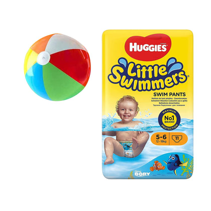 YDF Medium Little Swimmers Disposable Swim Diapers 11-Count Bonus Inflatable Pool Ball Age 3+