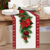 Netnology Watercolor Poinsettia Red Christmas Table Runner with White Snowflake,Seasonal Winter Xmas Party Decoration Holiday Indoor Home Kitchen Decor 13 x 72 Inch