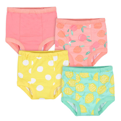 Gerber Baby Girls Infant Toddler 4 Pack Potty Training Pants Underwear Peach and Yellow 2T