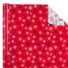 WRAPAHOLIC Reversible Christmas Wrapping Paper - Mini Roll - 17 Inch X 33 Feet - Red White Snowflakes and Reindeer Design for Holiday, Party, Celebration