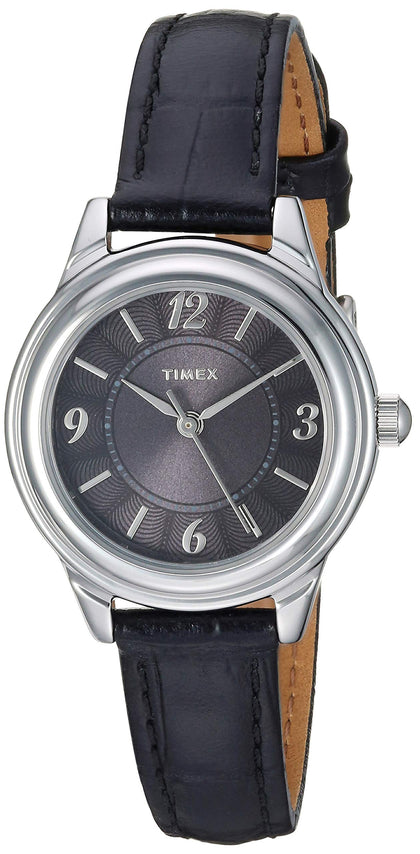 Timex Women's TW2R86300 Classic 26mm Black/Silver-Tone Croco Pattern Leather Strap Watch