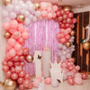 Crosize 2 Pack 3.3 x 9.9 ft Pink Foil Fringe Backdrop Curtain, Streamer Backdrop Curtains, Streamers Birthday Party Decorations, Tinsel Curtain for Parties, Galentines Decor, Preppy, Photo Booth