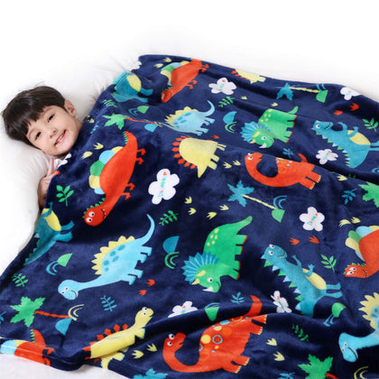 Lukeight Dinosaur Blanket for Boys, 380GSM Kids Dinosaur Throw Blanket for Boys and Girls, Fluffy Cozy Dinosaur Fleece Blanket with Vibrant Colors Cute Design, Warm Throw Blanket - 50x60 Inches
