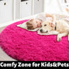 Hot Pink Fluffy Circle Round Rug 4'X4' for Kids Room, Furry Carpet for Teen Girls Bedroom, Shaggy Circular Rug for Nursery Room,Fuzzy Plush Rug for Dorm,Pink Carpet,Cute Room Decor