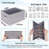Fixwal 4pcs Wardrobe Clothes Organizer with Support Board Closet Organizers and Storage 7 Grids Divider Drawer Organizers Washable Compartment Storage Bins for Jeans T-shirt Pants Legging