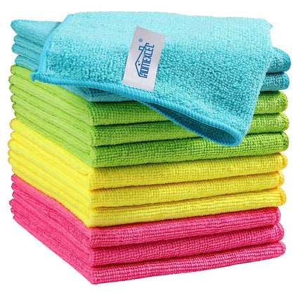HOMEXCEL Microfiber Cleaning Cloth,12 Pack Cleaning Rag,Cleaning Towels with 4 Color Assorted,11.5