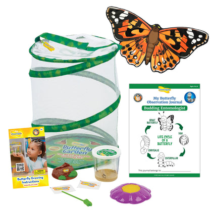 Butterfly Garden with Live Cup of Caterpillars and Kids Dress Up Butterfly Wings Cape Costume for Boys & Girls