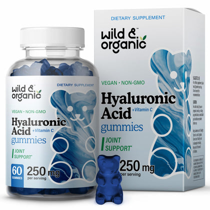Hyaluronic Acid Gummies w/Vitamin C - Support Skin Hydration for Natural Glow Reduce Wrinkle & Pigmentation - Pure HA Supplement w/Hair, Nails, Bone & Joint Health Formula - 60 Chews