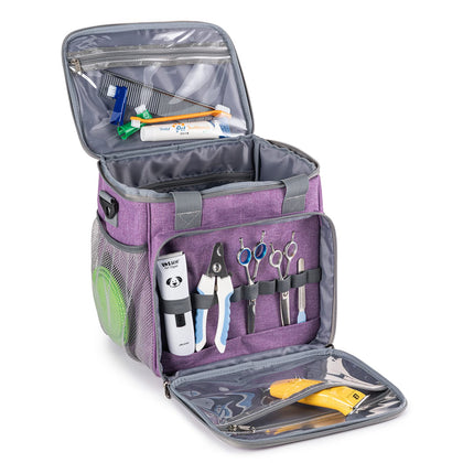 BABEYER Pet Grooming Bag, Dog Grooming Supplies Organizer Tote Bag, Perfect for Pet Grooming Tool Kit Accessories-Purple