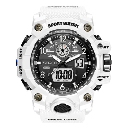 KXAITO Men's Watches Sports Outdoor Waterproof Military Watch Date Multi Function Tactics LED Alarm Stopwatch 3169 (White)