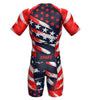 Sparx Mens Triathlon Suit - Aero Triathlon Suit Men - Short Sleeve Tri Suit Racesuit (XL, US Flag)