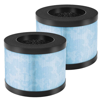 MK06 MK01 True HEPA Replacement Filter Compatible with AROEVE MK01 MK06 and Kloudi DH-JH01 Air Purifier, 2 Pack