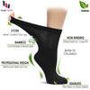 Hugh Ugoli Women's Bamboo Diabetic Crew Socks, Thin, Loose Fit, Soft, Wide Stretchy, Seamless Toe, 4 Pairs, Black, Shoe Size: 6-9