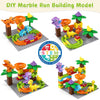 Kid Marble Run Building Blocks Dinosaur, Montessori Learning STEM Toy Bricks Maze Puzzle Set Race Track Compatible with Major Brands for Age 3 4 5 6 7 8+ Boys Girls Gift 67PCS
