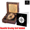 Trust in The Lord with All Your Heart -Proverbs 3: 5-6 Quote Engraved Compass with Wooden Box, Greeting Card, Gift Compass, Graduation Day Gifts-Graduation Gifts 2024 Compass for Women Mens Boy Girls