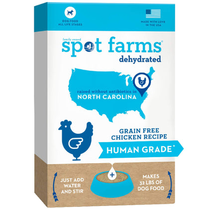 Spot Farms Natural Chicken Dehydrated Dog Food Human Grade Grain Free 8 lbs Makes 32 lbs