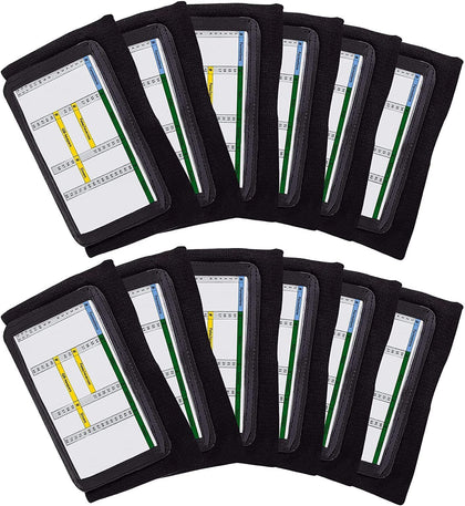 QB Wristband- Football Playbook Wristband with 3 Compartments Black Youth, 12-Pack