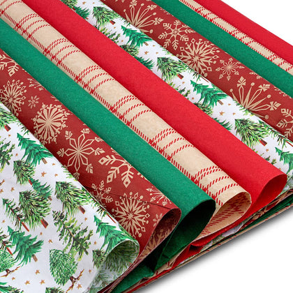 Plum Designs Christmas Tissue Paper for Gift Bags 100 Sheets | Holiday Kraft Designs Gift Wrapping Paper Joyous Christmas Theme Designs 20 X 20