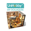 UniHobby DIY Dollhouse Kit with Dust Proof Cover 1:24 Scale Wooden Toy Gift