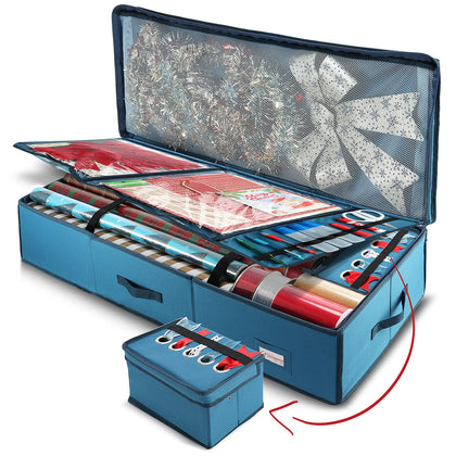 Wrapping Paper Storage Organizer Container - Christmas Wrapping Paper Rolls Storage, Under-Bed Storage Box for Holiday Storage & Accessories - Gift Wrap Storage Organizer Box By Hearth & Harbor Large