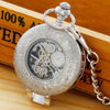 Whodoit Silvery Single Open Men's Mechanical Pocket Watch, Roman Digital Dial Mechanical Pocket Watch for Men-Silvery
