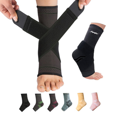 Jupiter Foot Sleeve (Pair) with Compression Wrap, Ankle Brace For Arch, Ankle Support, Football, Basketball, Volleyball, Running, For Sprained Foot, Tendonitis, Plantar Fasciitis