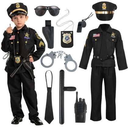 Spooktacular Creations Police Costume for Kids, Cop Costume Outfit Set for Halloween Role-playing, Carnival Cosplay, Themed Parties (Small (5-7 yr))