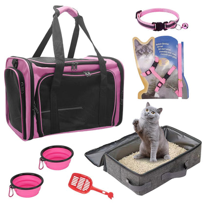 Joll Joll Pet Cat Carrier Soft-Sided Airline Approved & Portable Cat Litter Box with Lid, Collapsible Travel Bag Fit up to 17LBs Small Medium Kitten Puppy Dog, Cat Essentials for Traveling