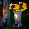 HUYIENO Solar Cemetery Grave Vase with LED for Fresh/Artificial Flowers Headstones Vases with Spikes Gravestone Decor Memorial Gifts for Loss of Loved One
