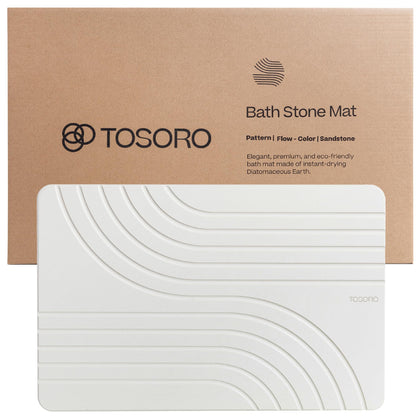 TOSORO - Stone Bath Mat, Diatomaceous Earth Non-Slip Stone Shower Mat - Quick Drying Absorbent Bath Stone Mat - Elegant & Modern Design, Easy to Clean (23.5 x 15 Sandstone)