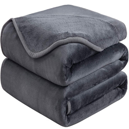 Soft Queen Size Blanket for All Season Warm Fuzzy Microplush Lightweight Thermal Fleece Summer Autumn Fall Winter Spring Blankets for Queen Full Bed Couch Sofa,90x90 Inches,Dark Gray