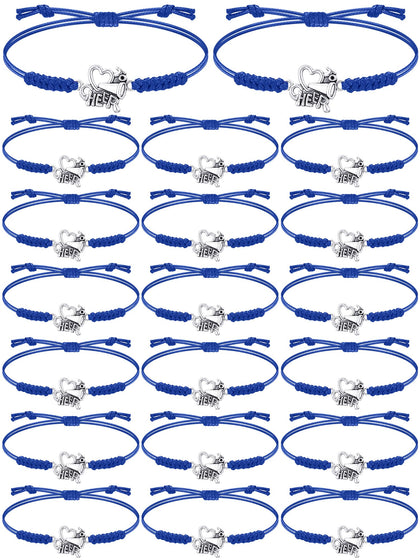 Rtteri 20 Pcs Cheerleader Gifts Cheer Bracelet Girls Cheerleading Charm Bracelet Adjustable Cheerleader Gifts For Cheer Team Cheerleading Jewelry Accessories Bulk (Blue Cheer)