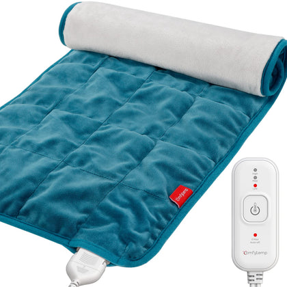 Comfytemp Full Weighted Heating Pad for Back Pain & Cramps Relief, 2.2lb Large Electric Heating Pad for Neck and Shoulders, Moist & Dry Heat Therapy with Auto Shut Off, Stay On, 12x24, Washable